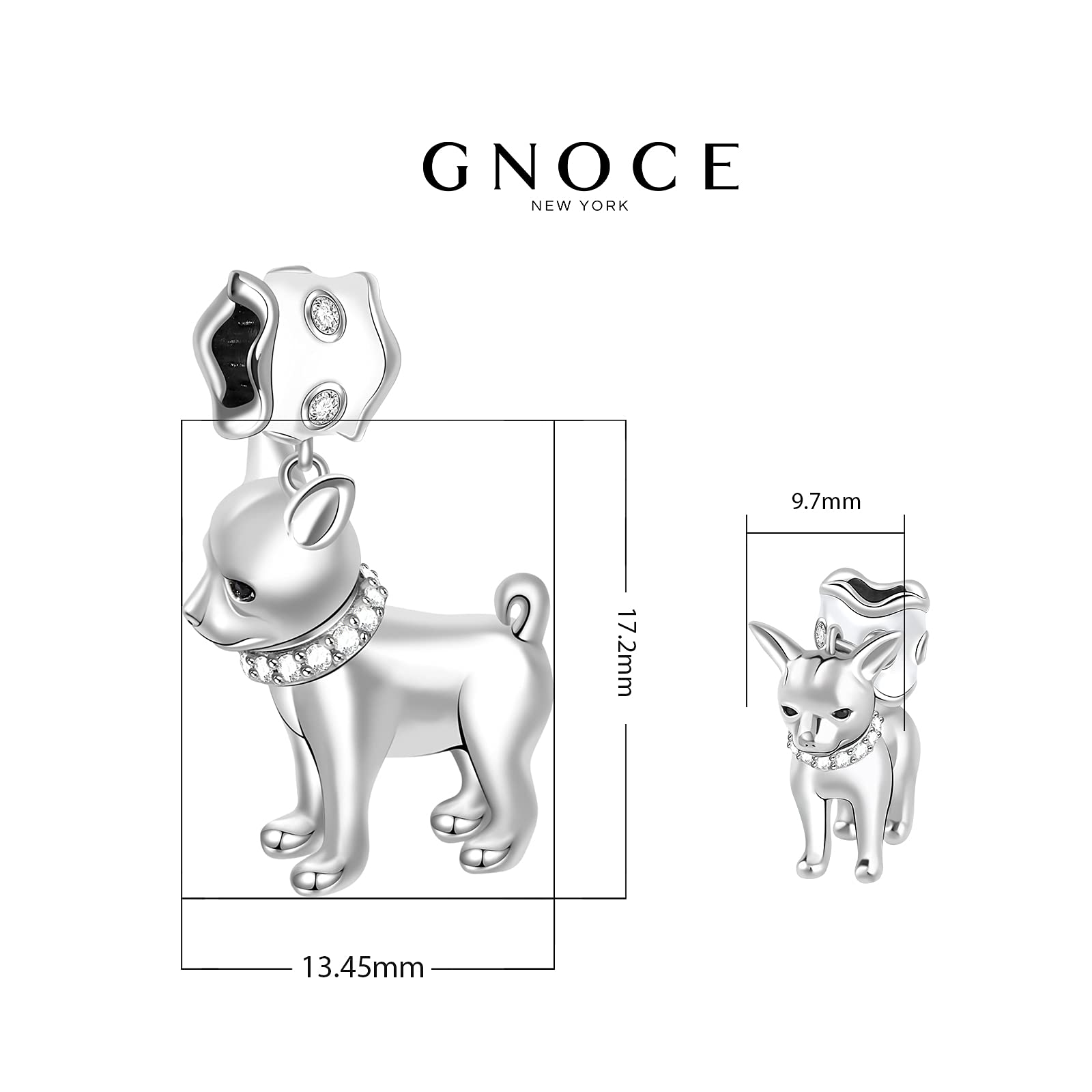 GNOCE Ciondoli per cane cucciolo per braccialetto/collana in argento sterling 925 Chihuahua bassotto ciondolo per donne e ragazze amanti degli animali