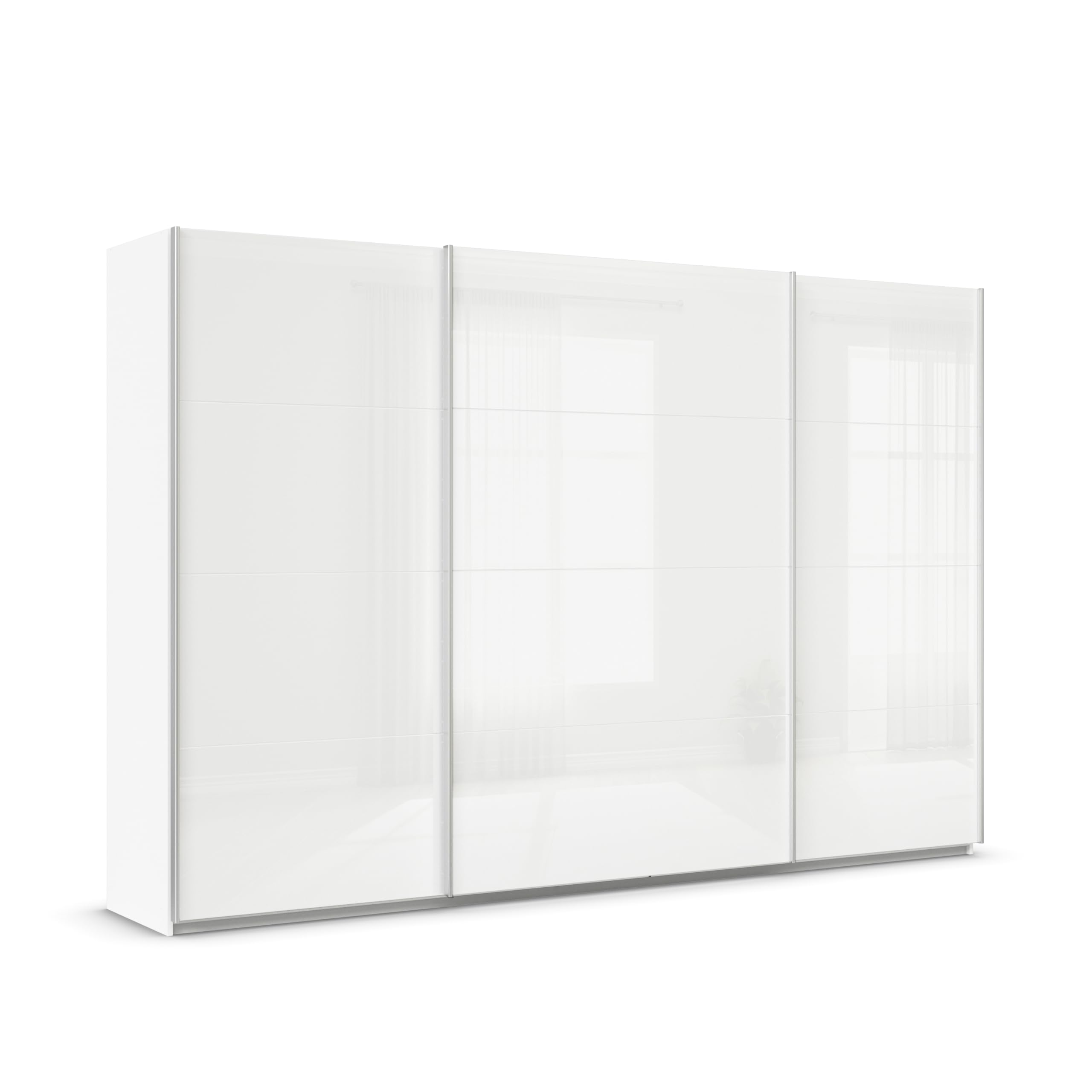 Rauch Möbel QUADRA, Schwebetürenschrank, Weiß/Glas Weiß, Breite 315 cm