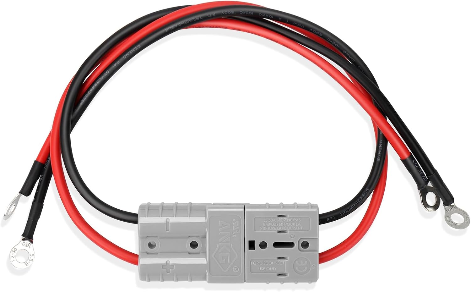 2Pcs 50Amp 8Awg Battery Quick Connect Electric Forklift Cable with O Ring Terminal，40cm/1ft with Quick Connector for Carts, Sightseeing Car, Batteries, Motors,Tractors（Grey）