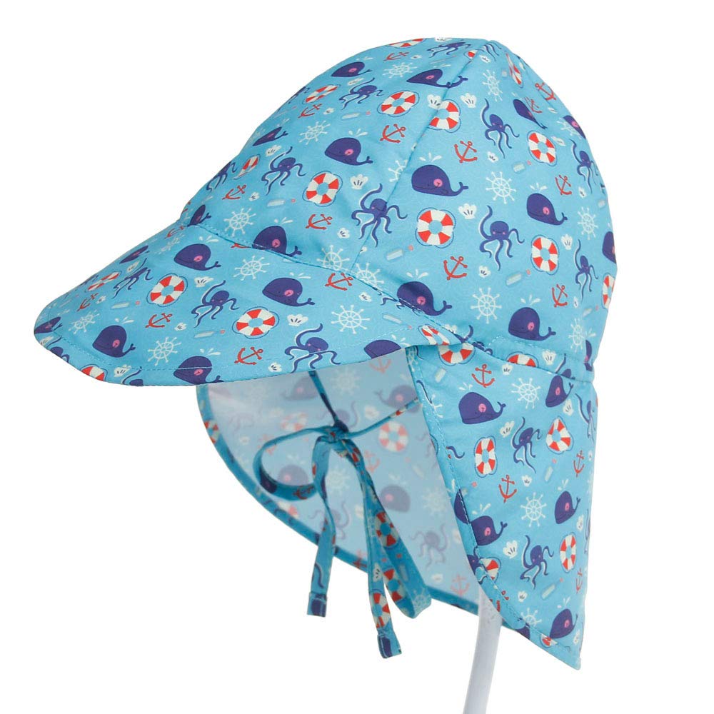 Lazz1on Bebé Sombrero de Sol con Protección de Cuello Anti-UV Gorro de Playa Verano para Viaje Excursión Escuela Ajustable con Barbijo