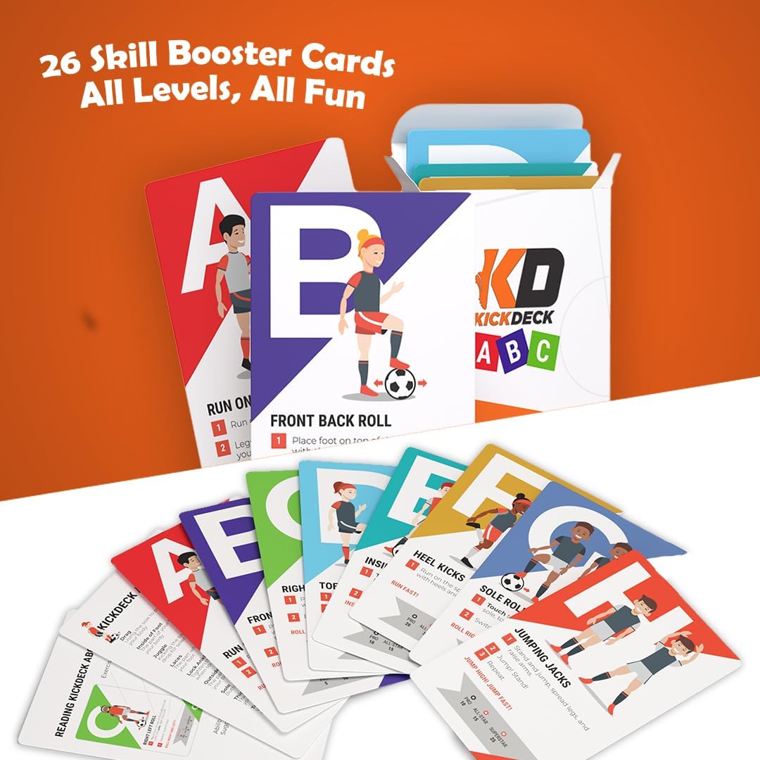 KickDeck ABC Soccer Cards for Kids 4+ | Fun Alphabet Soccer Drills for Footwork, Ball Control & Coordination | Screen-Free Practice at Home & Outdoors