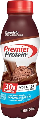 Premier Protein Batido, chocolate, 1.06 oz de proteína, 0.04 oz de azúcar, 24 vitaminas y minerales, nutrientes para apoyar la salud inmunológica,