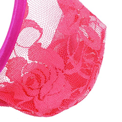 Acsuss Men's Floral Lace Invisible C-String Sissy Girlie C-Strap Briefs Underwear Rose One Size #TOP4