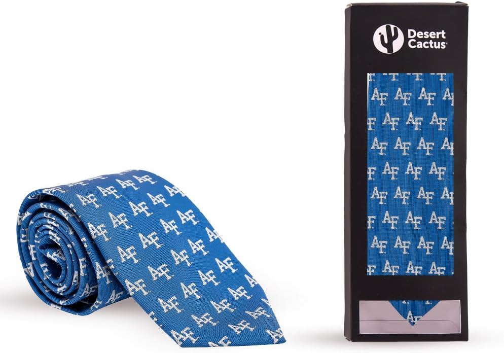 Desert Cactus United States Air Force Academy Neck Tie USAFA Falcons 100% Polyester Necktie with Logo, Officially Licensed (Tie B)