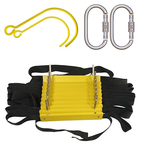 Foto von Feuerleiter 2 Geschichte | Seilleiter Feuerwehrleiter für Häuser 2 Stock | Tragbar | Faltbar und Kompakt Notfallleiter Geeignet für Balkon & Fenster 7,5 m mit Haken