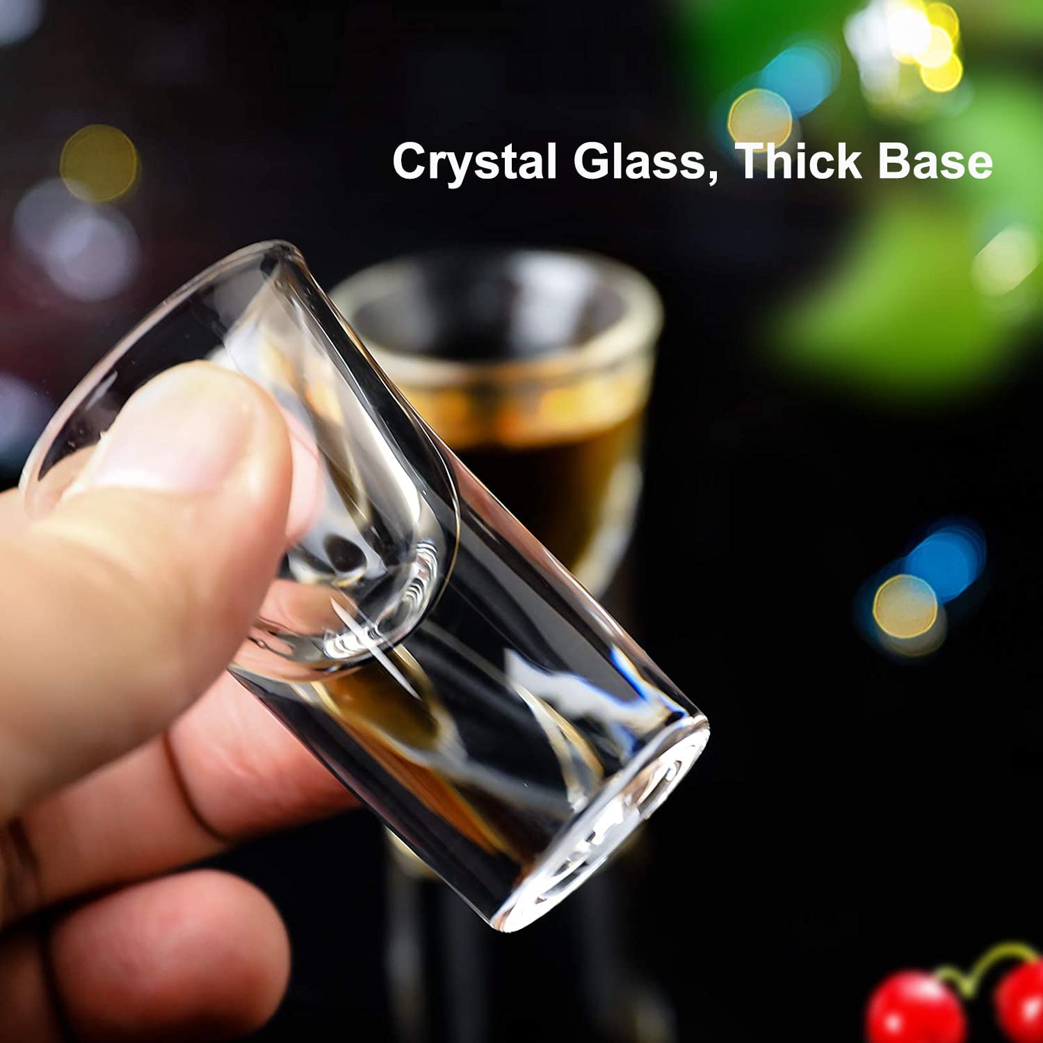 Lot de 48 mini verres à shot en vrac de 15 ml avec 2 plateaux, organiseurs, base épaisse, verres en verre transparent pour fête, club, bar, spiritueux