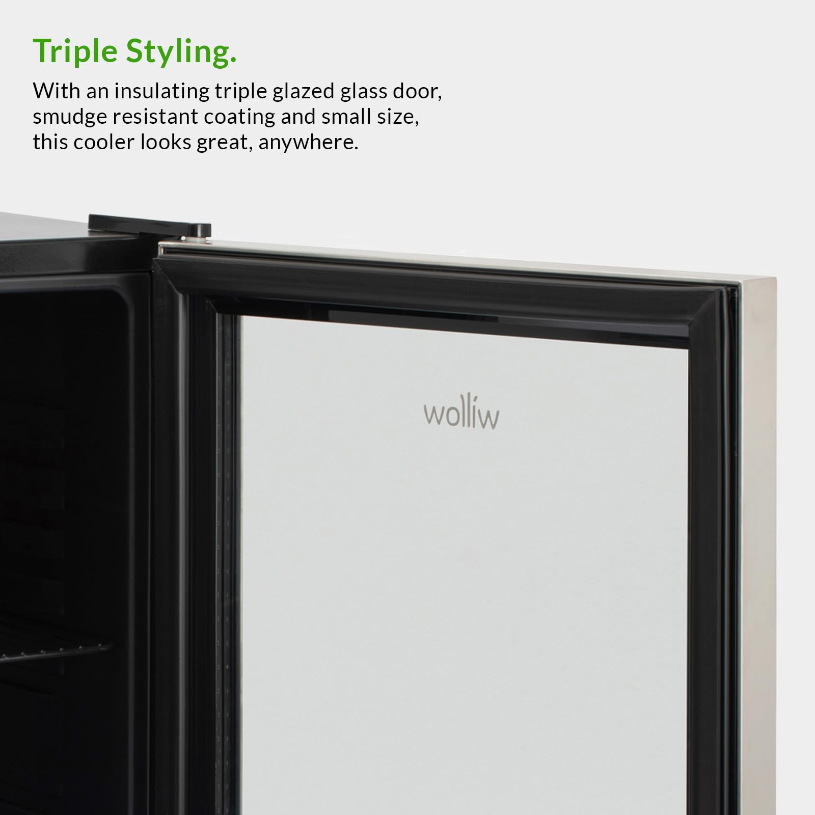 Willow WBC48SS 48L Table Top Beverage Cooler with Triple Glazed Glass Door, Adjustable Thermostat, 2 Years Warranty – Stainless Steel — view 3