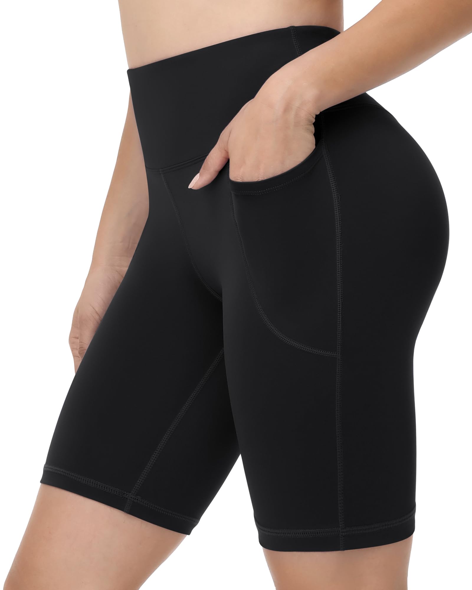 Runhit Biker Shorts Women with Pockets - 8 5 3 High Waisted Yoga Workout Gym Spandex Tummy Control
