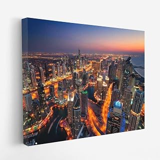 Dubai Night Magic: Cityscapes and Skylines - Wall Art Print, Painting for Home Decor [Canvas 30x20]