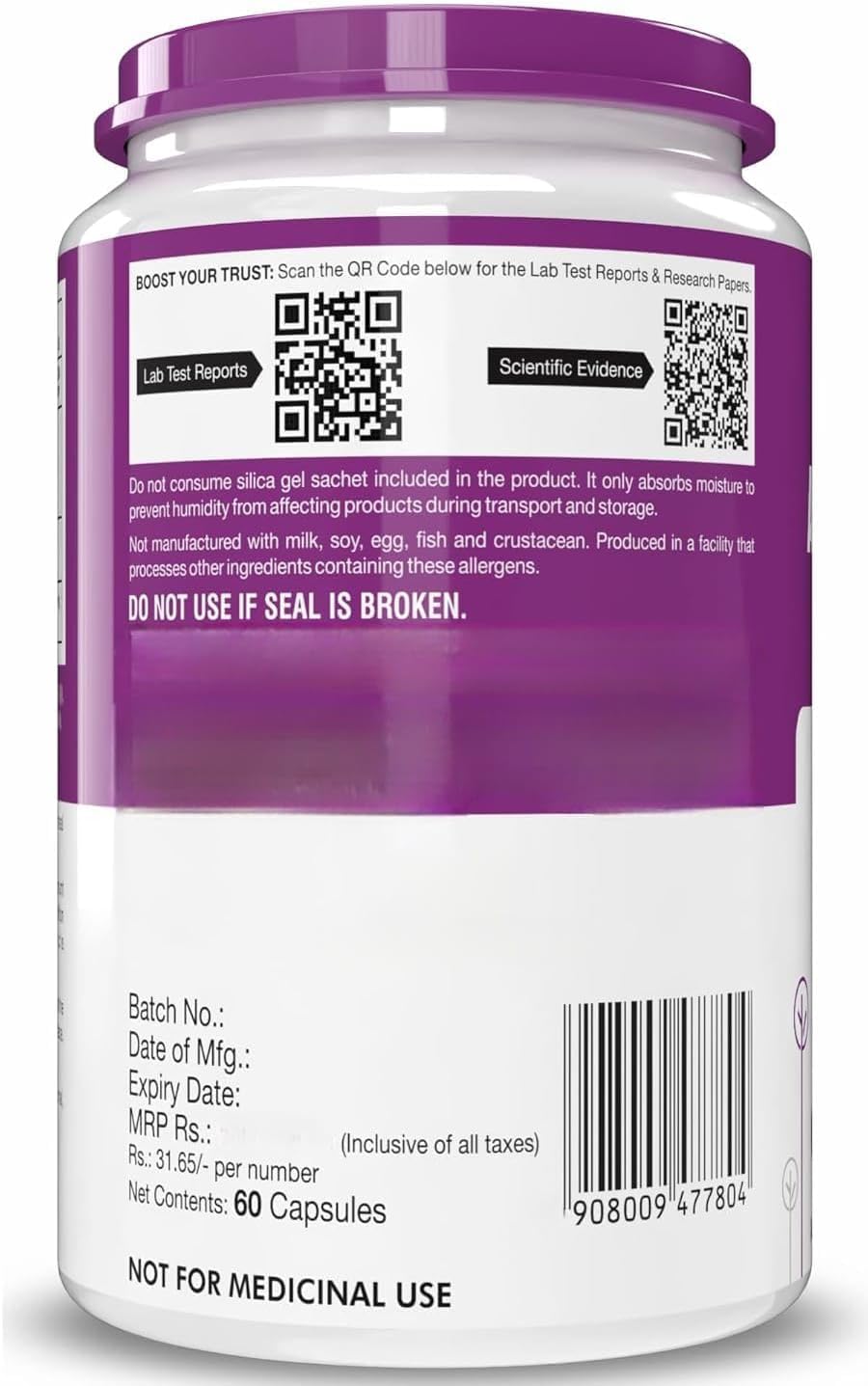 Nutrition Alpha Lipoic Acid - ALA- Pack of 60 Veg. Capsules - Gluten Free & Non-GMO