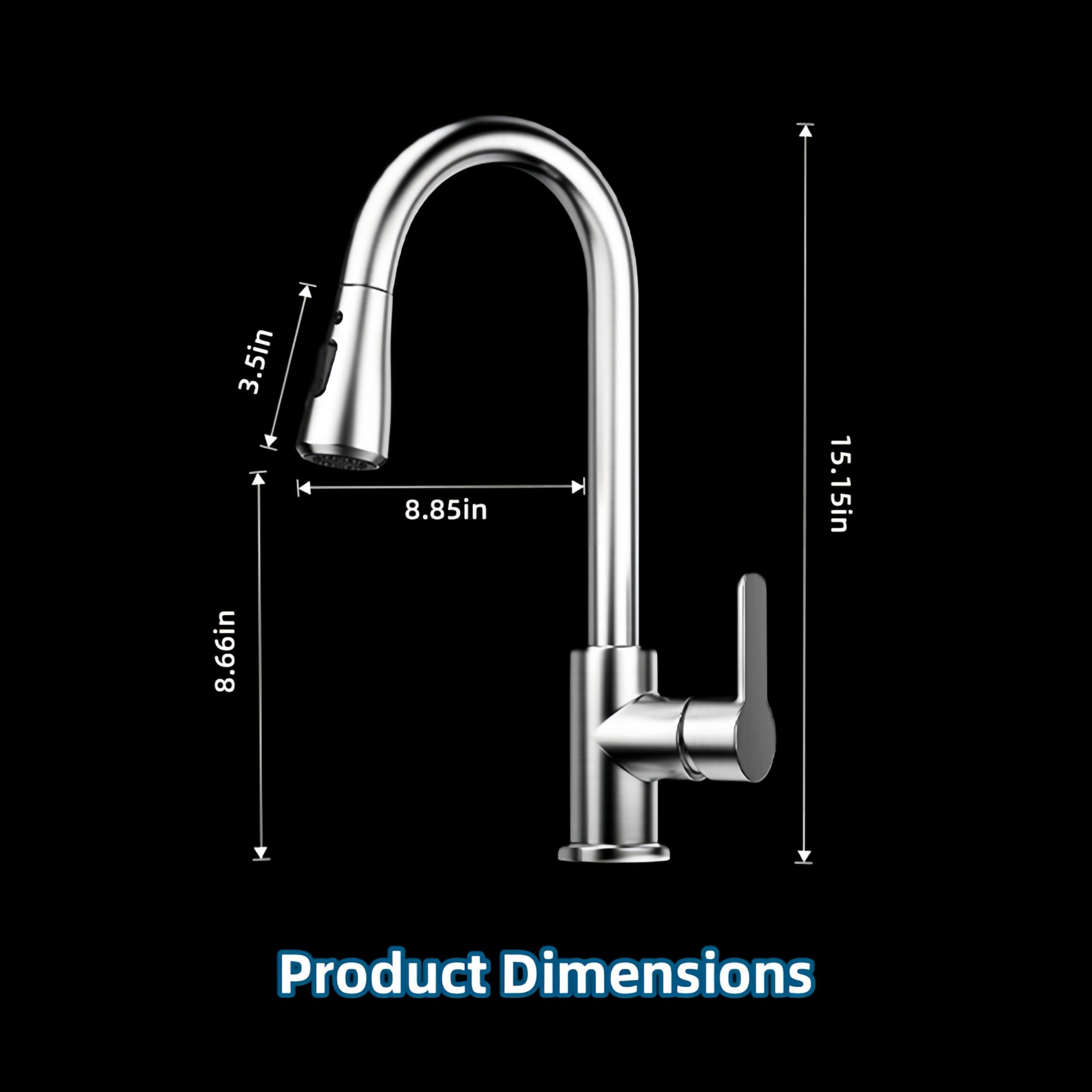 Kitchen Sink Faucet with Pull Down Sprayer Black (Black)