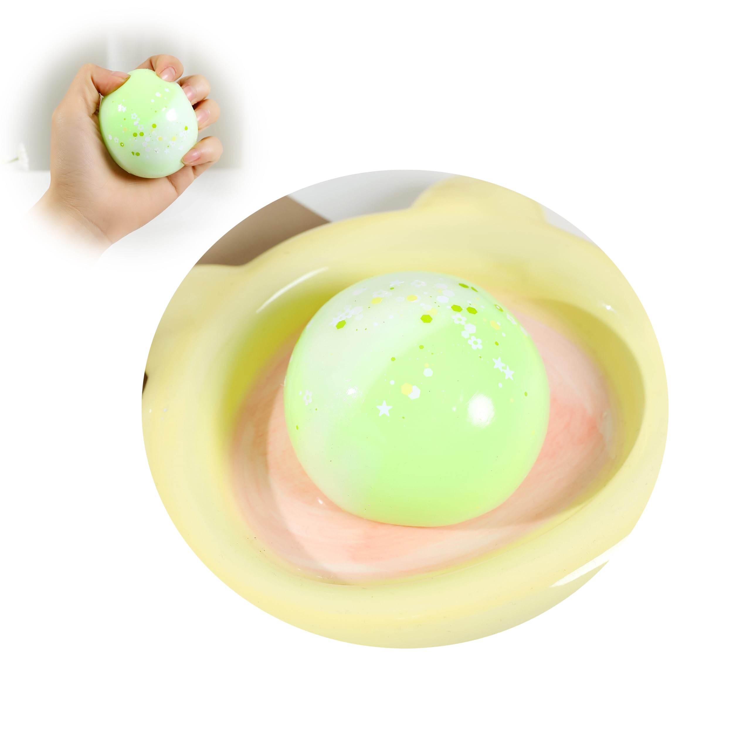 Taba Squishy Daifuku Squeeze Toys,Sensory Fidget Toy for Your Best Mellow and Chill,Party Favors, Birthday Gift, Squishy Toys for Adults (White Green Gradient)
