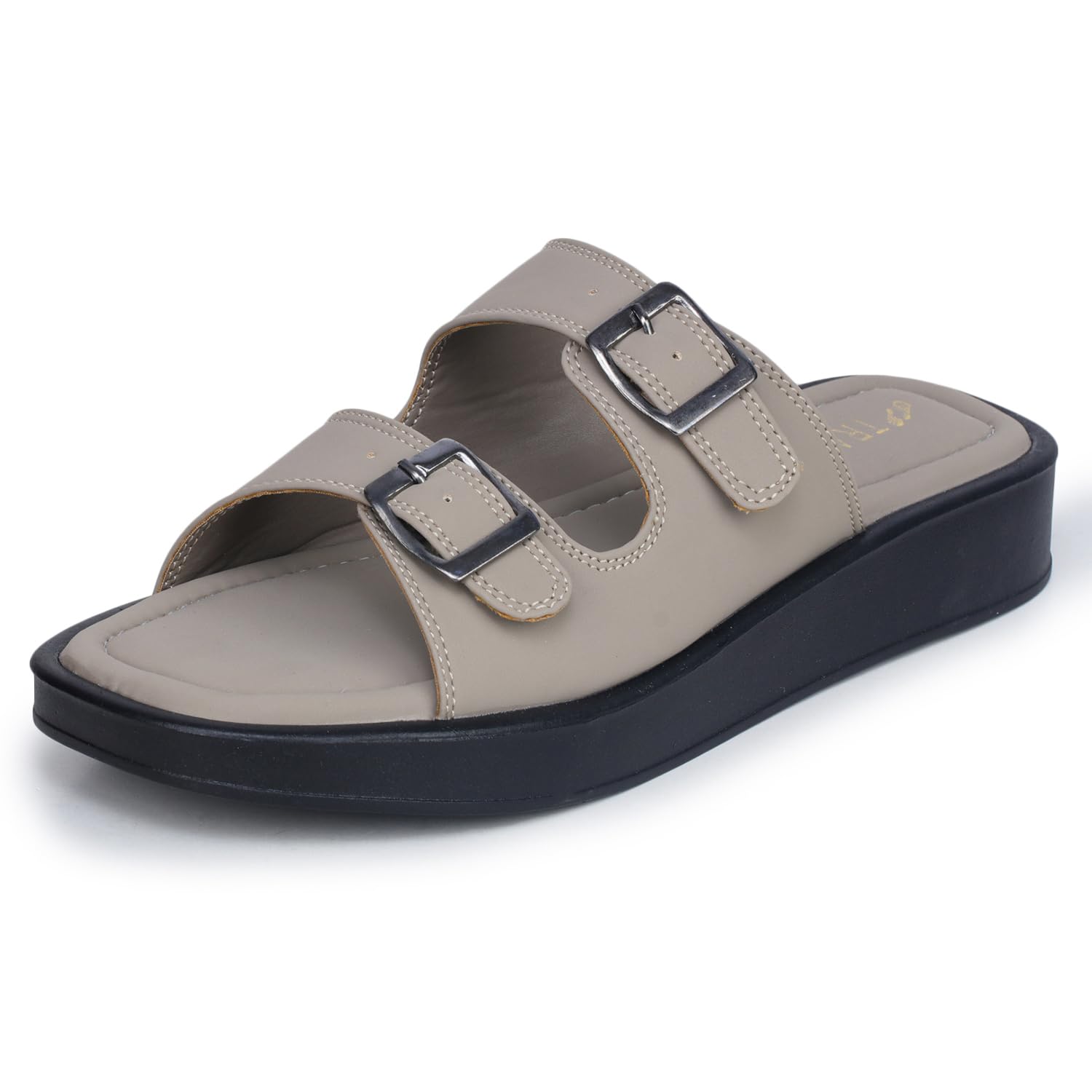 Sandals For Woman | Slippers For Woman | Flats | Casual Double Strap Sliders Sandal With Adjustable Ankle Strap | Women Sandals | Comfortable | Lightweight | Women Footwear-image-11
