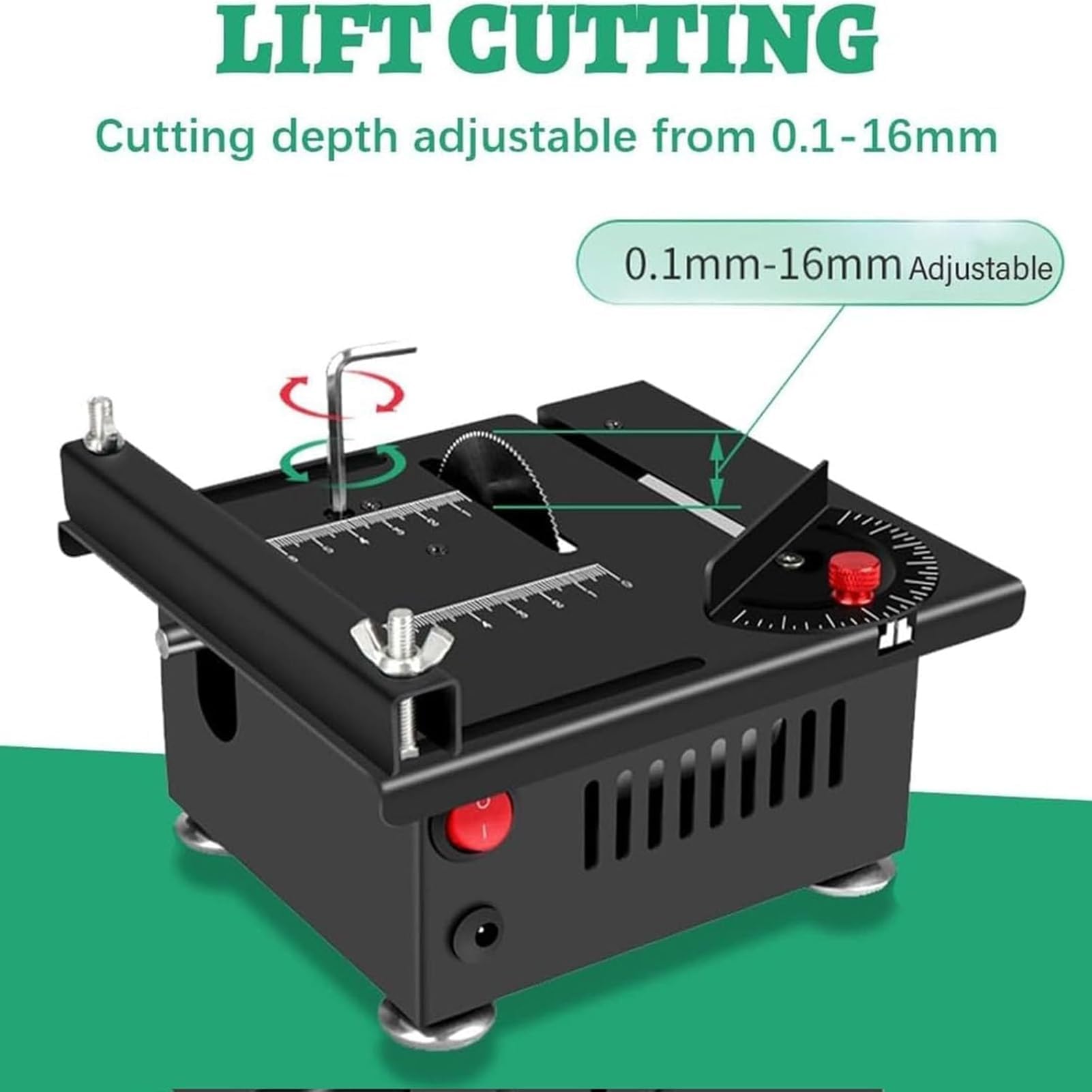 Mini sierra de mesa inalámbrica, 15000 r/min, sierra eléctrica de banco de metal y madera con ajuste de ángulo, profundidad de corte de 16 mm para PCB, madera fina, incluye 2 baterías
