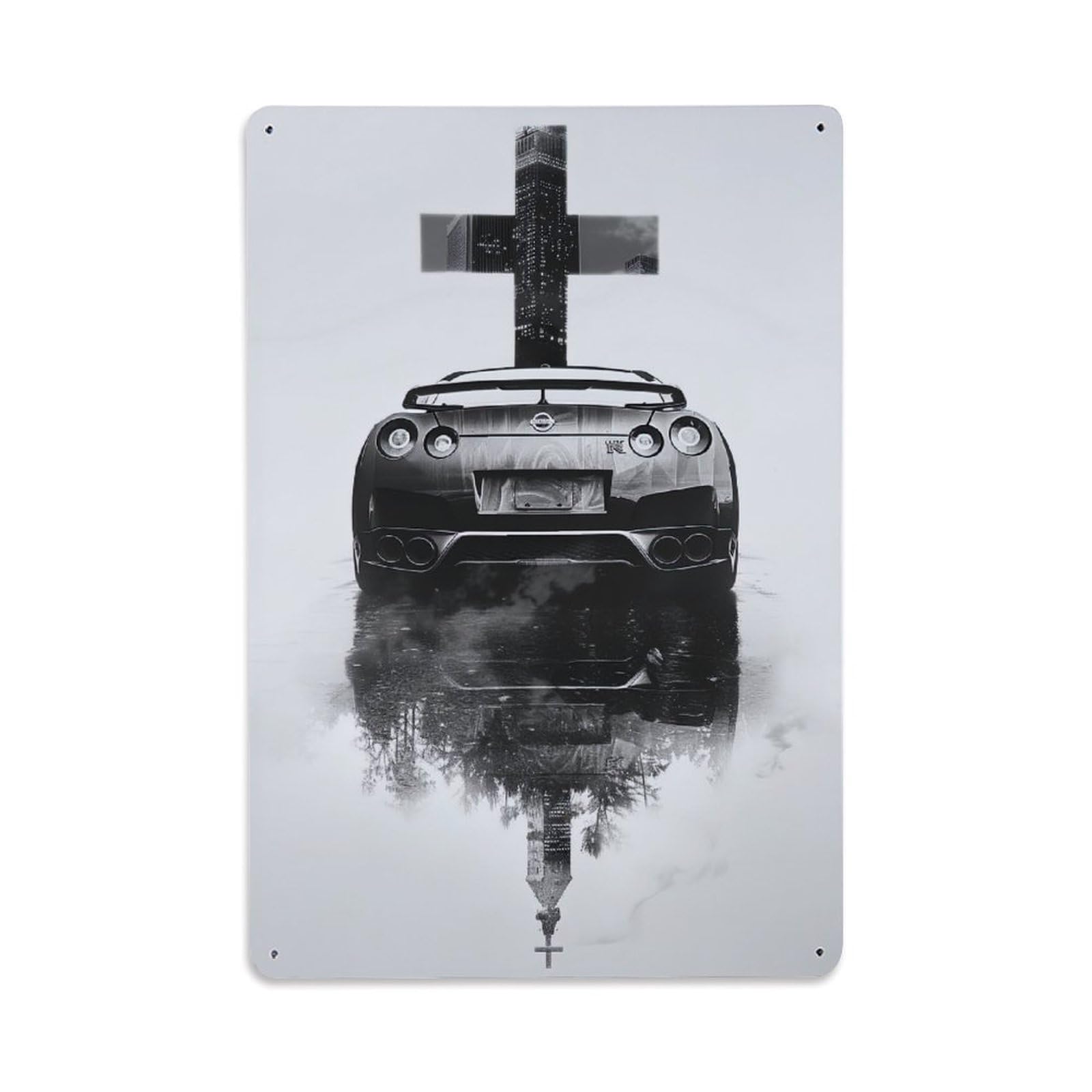 Vintage Christianity Jesus R35 JDM Sport Car Artwork Metal Tin Sign Plaque Wall Decor for Cafe, Club, Garden Metal Poster 8x12Inch