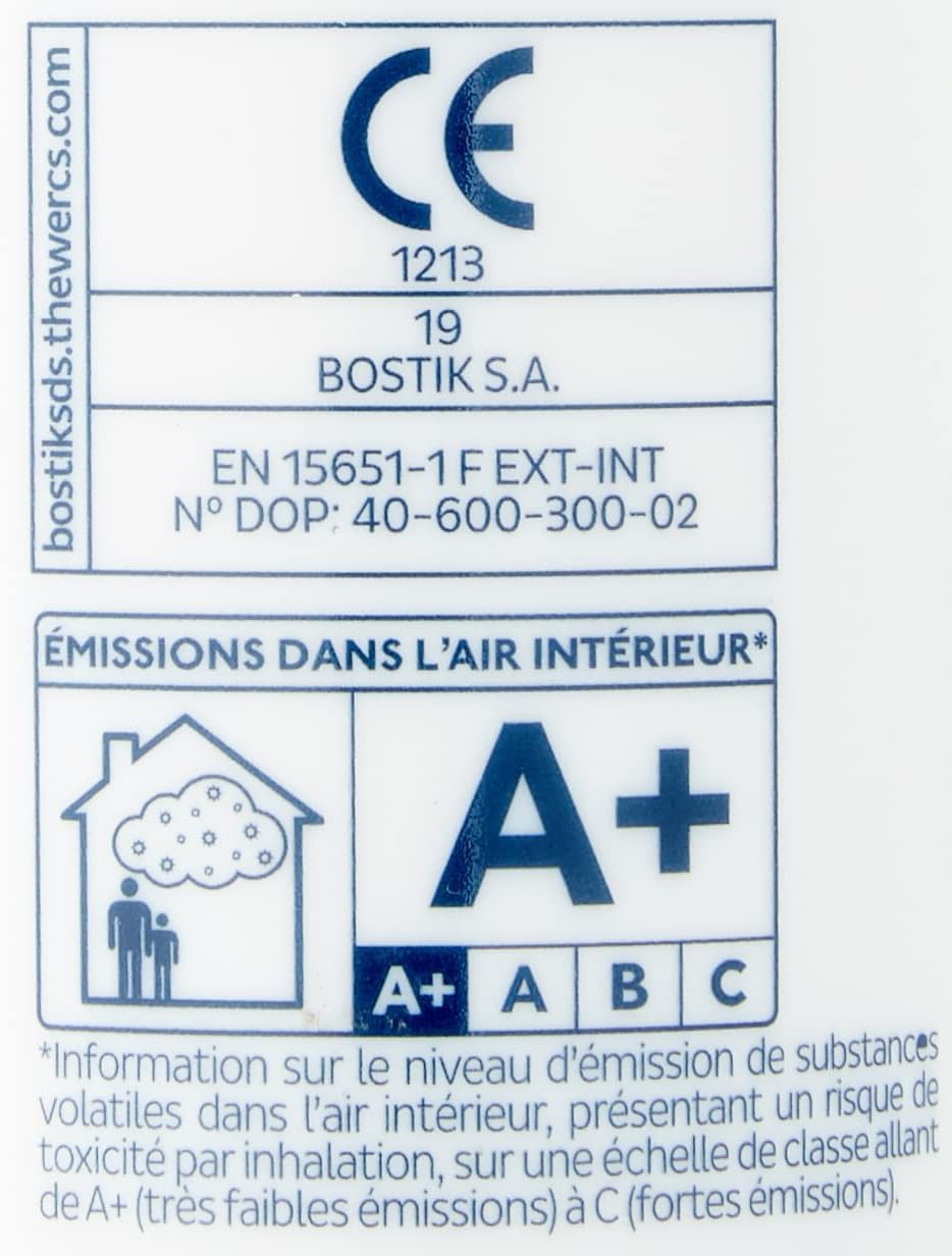 Bostik Lot de 12 Mastic Acrylique Professionnel - Acryl S Blanc - haute qualité 310 ML