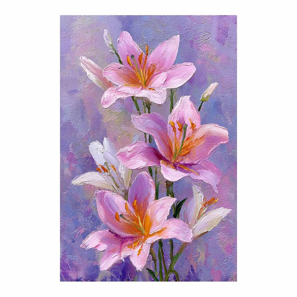 Xeniou Multicolor Flowers Wall Art Soft Pink Lilies Canvas Wall Art, For Bathroom Living Room Bedroom Office Kitchen(Multicolor)-80X120cm Unframed