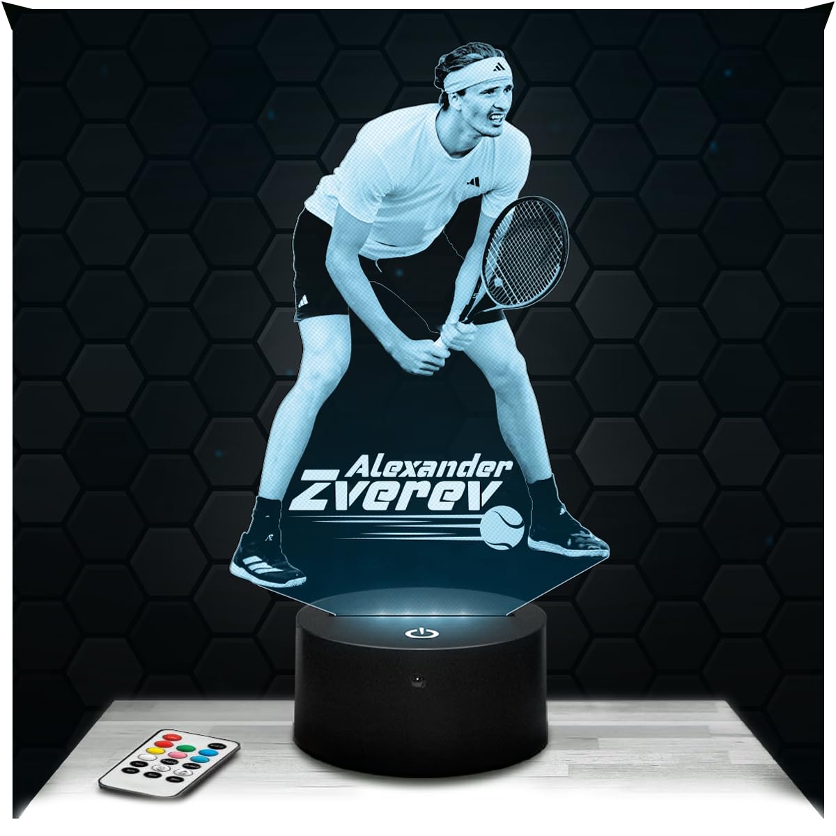 Lampephoto.fr - 3D Lamp Alexander Zverev German Tennis Player, Touch LED Night Light, 3D Hologram Effect, Christmas Birthday Gift Idea for Men and Women, Bedroom Decoration Object