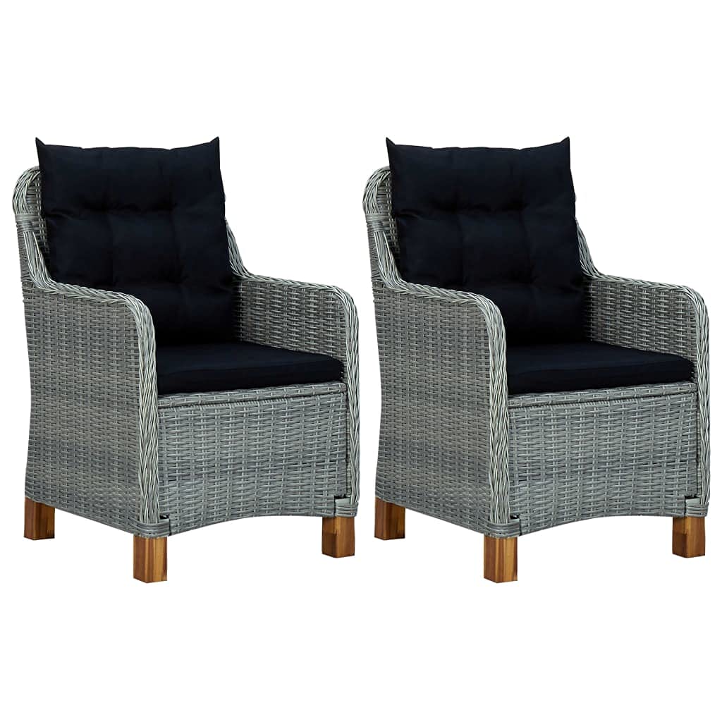 Chaises de jardin résine tressée lot de 2 avec coussins pour soulager le dos dehors