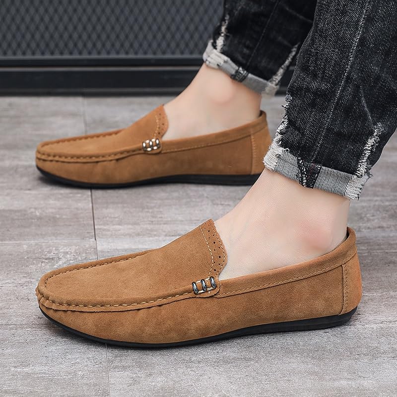 Men's Loafers Shoes Round Toe Suede Vamp Loafer Shoes Anti-Slip Slip Resistant Comfortable Prom Slip-on4