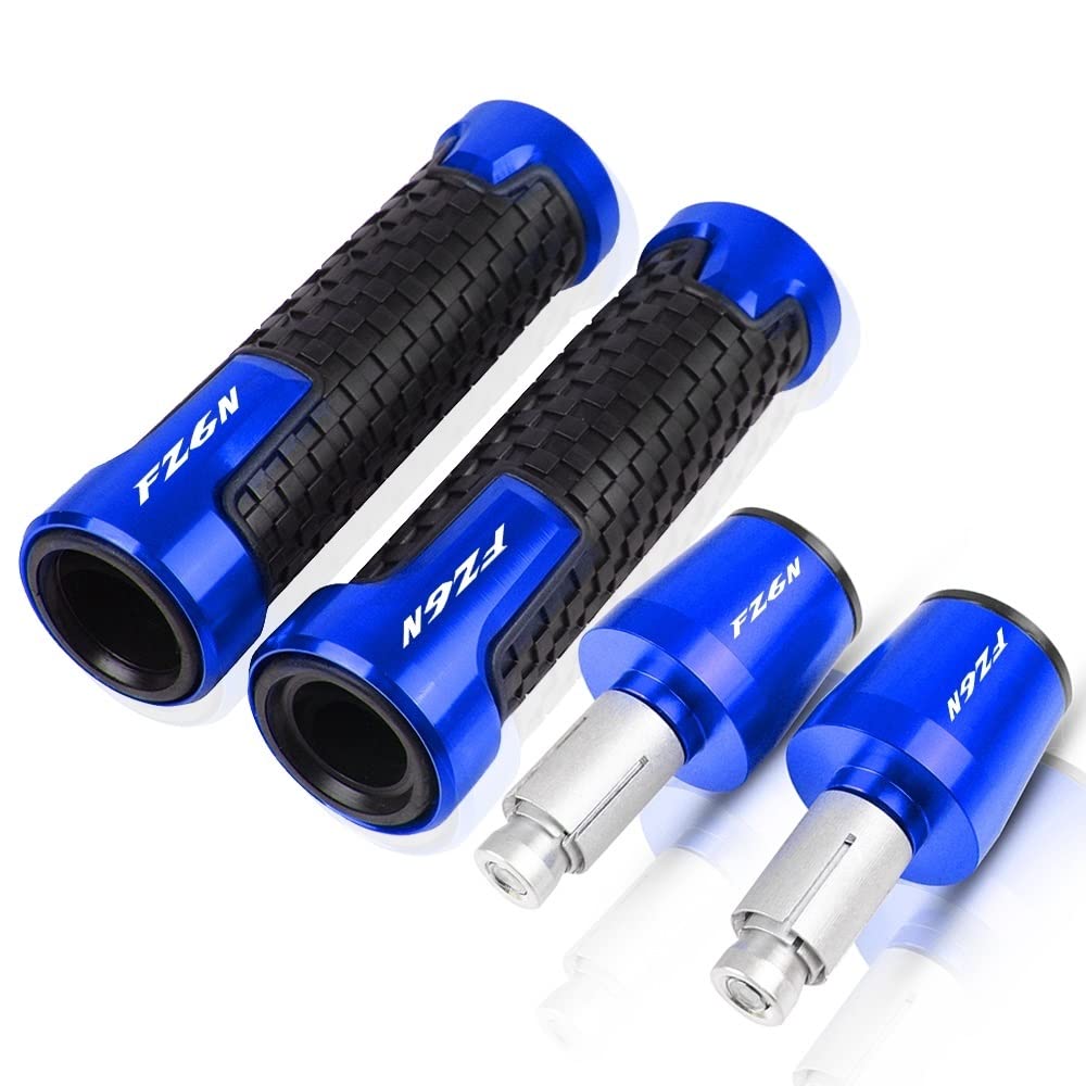 Poignées guidon Yamaha FZ6 Fazer en aluminium CNC bleu avec embouts de guidon anti-vibration