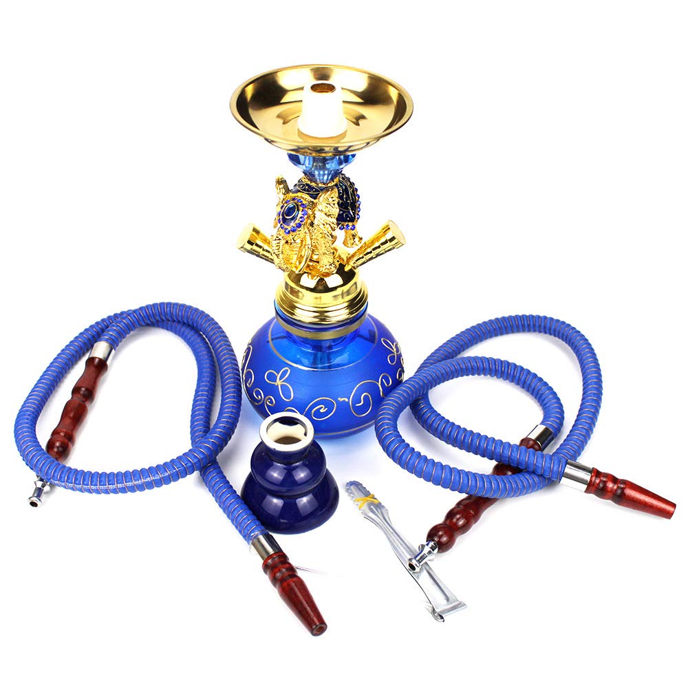 Juego Completo de Cachimba Shisha con Sistema de Control de Calor, Tazón, Manguera de Silicona Lavable, Soporte de Cenicero Cuerpo de Vidrio Juego Completo de Shisha
