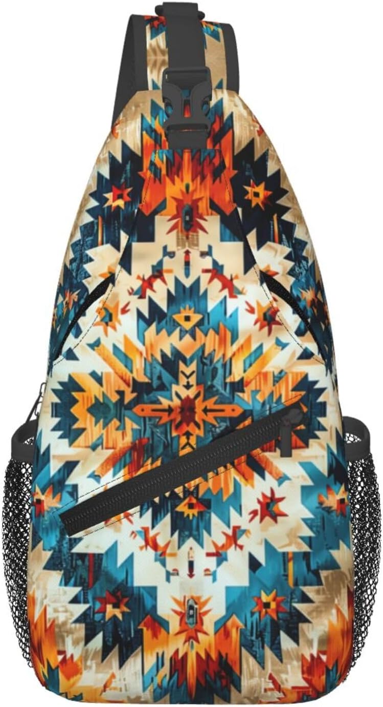 Jockphry Native American Indian Sling Backpack Chest Bag Crossbody Shoulder Bag Gym Cycling Travel Hiking Daypack For Men Women