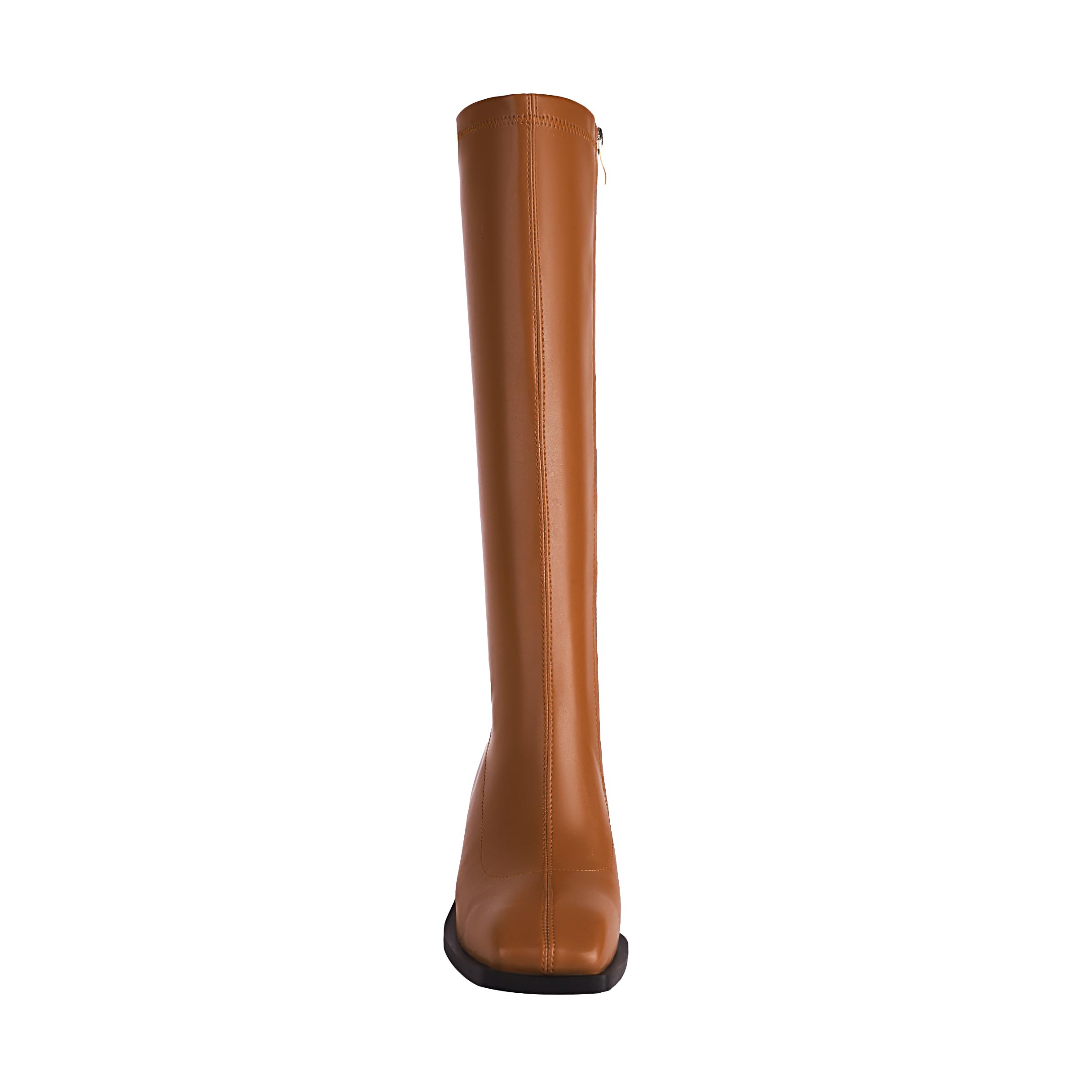 vivianly Women's Fashion Knee High Boots Chunky Block Heel Square Toe Zipper Long Boot