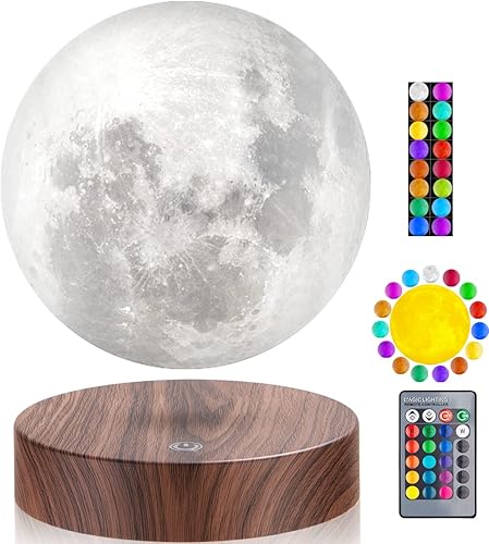 VGAzer Lámpara de luna levitante, luz de luna 3D flotante y giratoria, modelo de 16 colores, regalos para mujeres, regalos de Navidad de Acción de