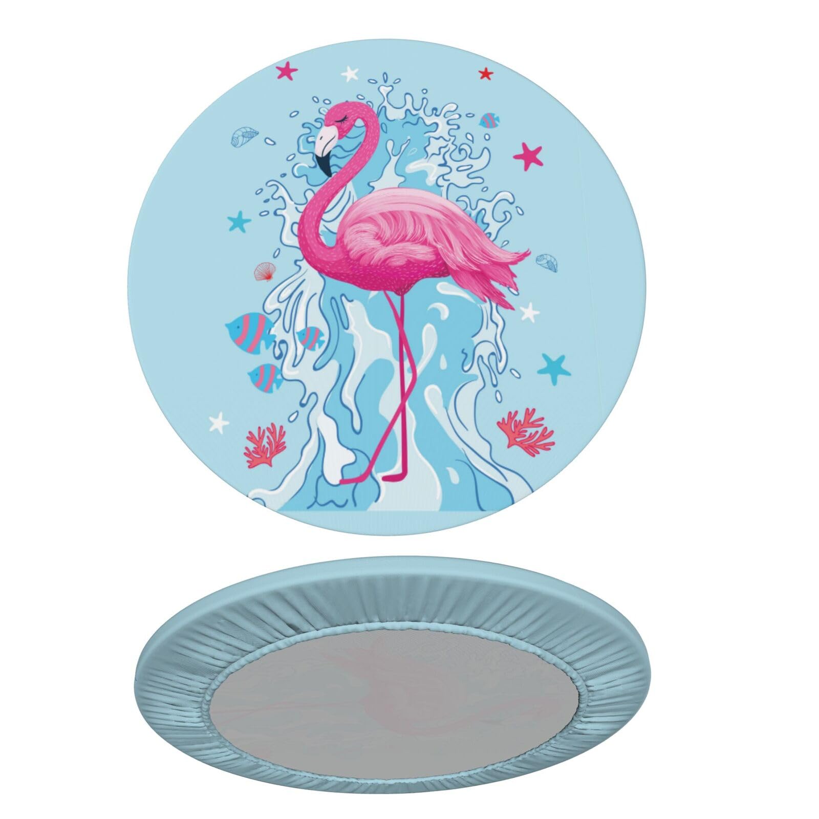 Delerain Tropical Flamingos Round Fitted Tablecloth, Waterproof Round Table Cloth with Elastic Edged Washable Table Cover for Indoor Outdoor Fits 45