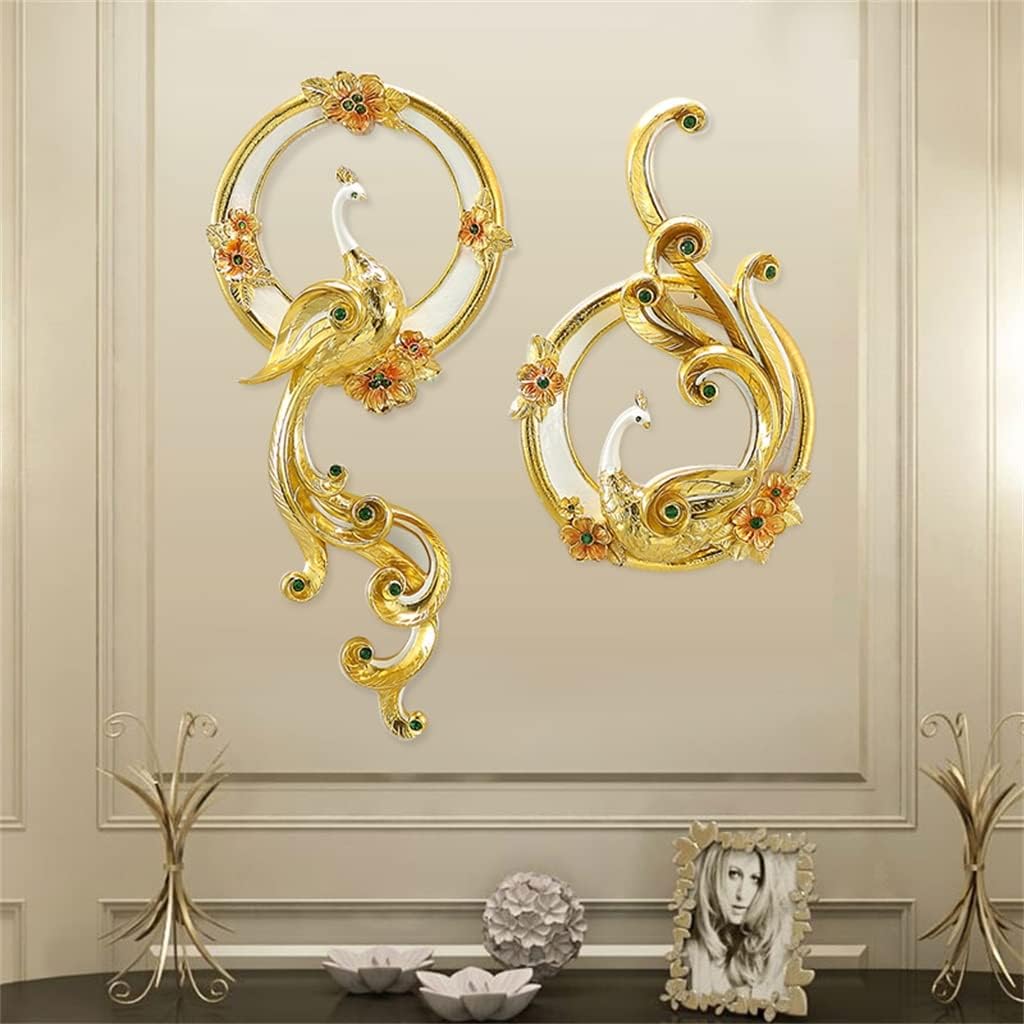 1 Pair of Golden Phoenix Wall Decoration Wall Decoration European Home Wall Three-Dimensional Wall Decoration(L)