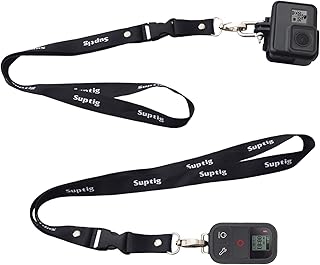 Suptig Lanyard, Neck Lanyard 2 Pack Compatible For Gopro Hero 7 Hero 6 Hero 5 Hero 4 Hero Session Dragon AKASO Campark Action Cameras And Gopro Wifi Remote(Black)