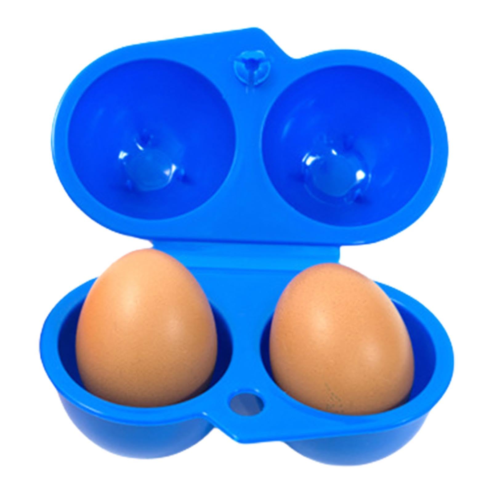 2 Grids Folding Egg Holder Box with Storage Tray - Portable Protector Carrier for Outdoor Camping and Picnic - Random Color
