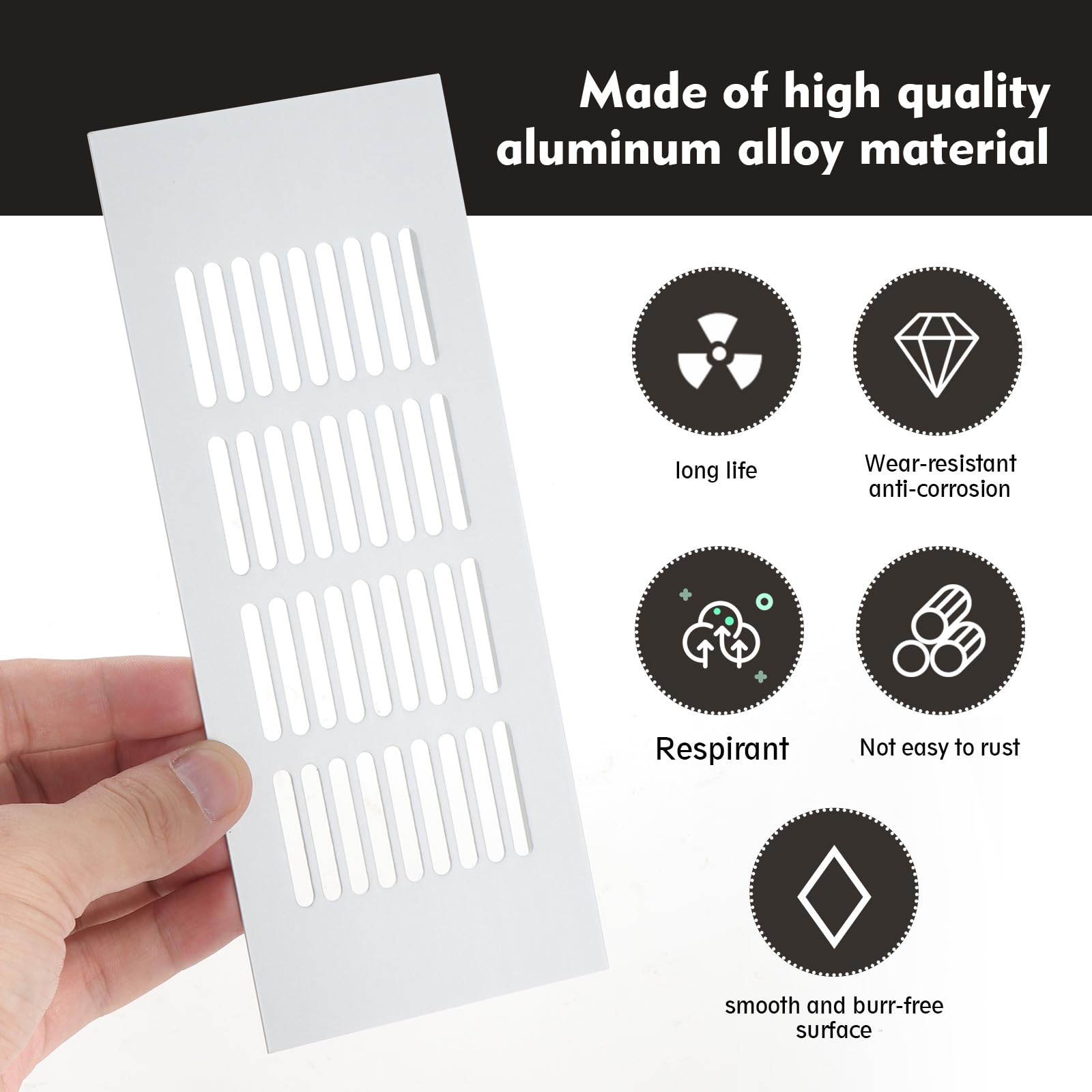 TsunNee Lüftungsgitter 300x100 Mm – 4 Stück, Aluminium, Für Küchensockel, Schränke, Badezimmer