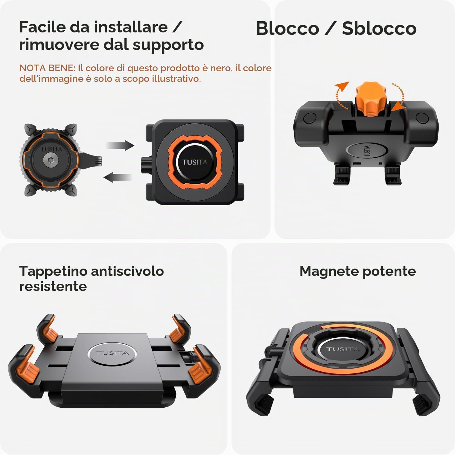 TUSITA Kit di Supporto per Bicicletta per Telefono - Twist Lock Stem Supporto per Telefono da Manubrio e Adattatore Universale a Morsetto
