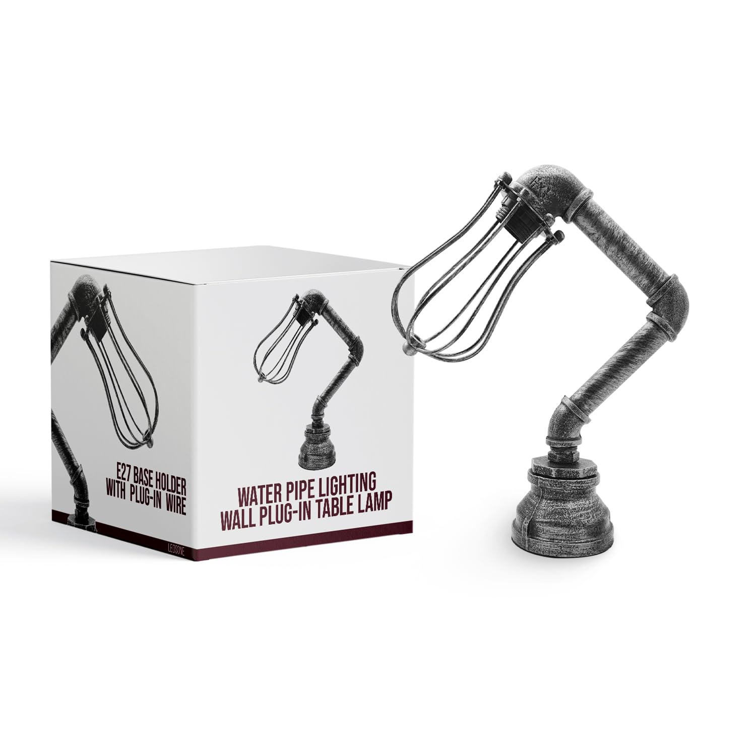 LEDSone Water Pipe Lighting Wall Plug-in Table Lamp Retro Industrial Steampunk Metal Indoor Stand Table Lamp for Living Room Bedroom Bedside Lamp