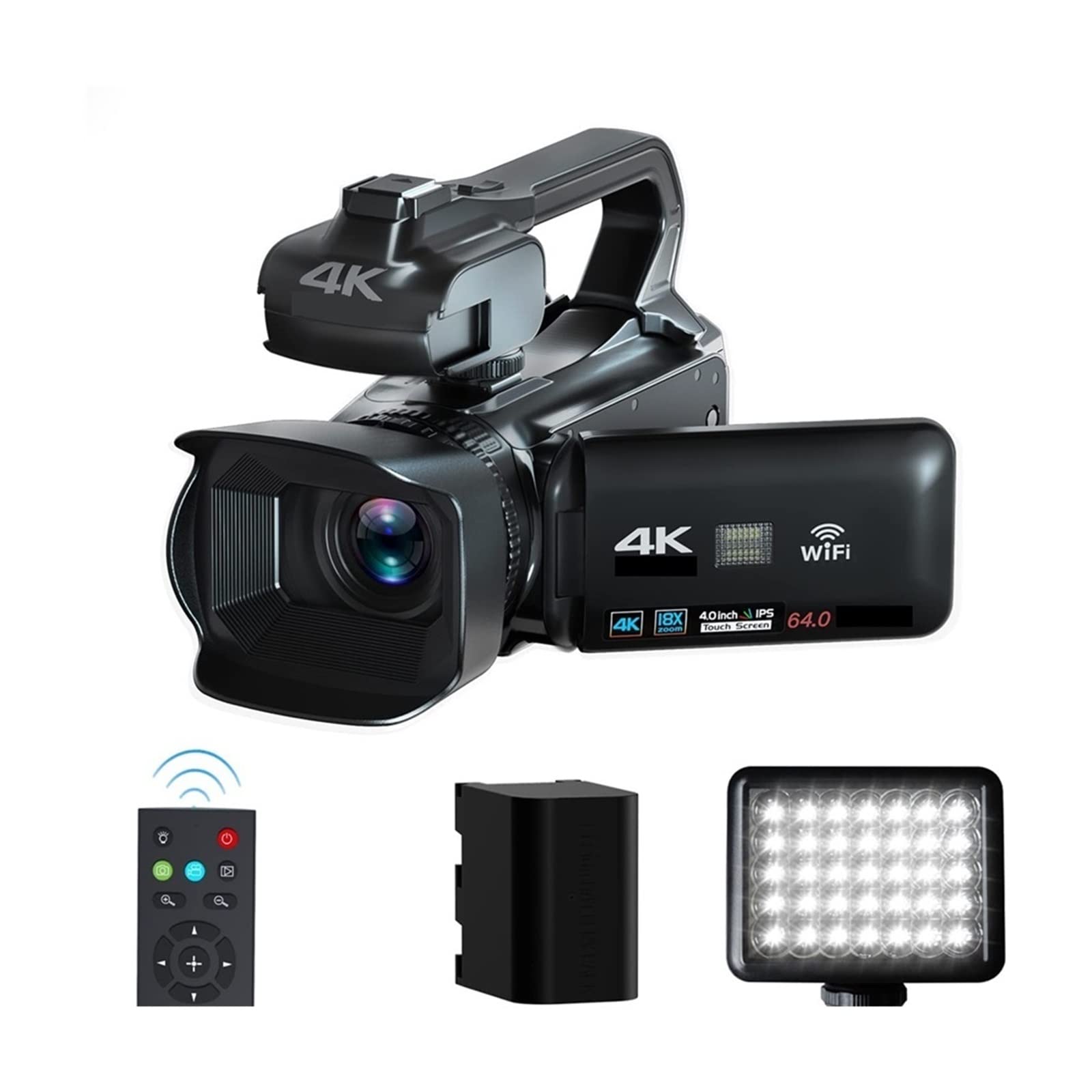 Vlog Camera, Videocamera Vlog digitale 18X Videocamera professionale 4K Stream Webcam Messa a fuoco automatica 64 MP Registratore fotografico Time Lapse(32G SD Card,Standard)
