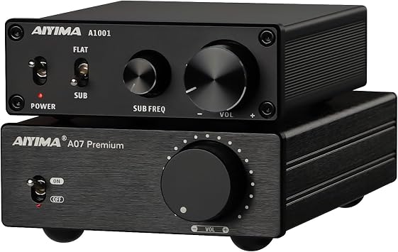 AIYIMA A07 300Wx2 TPA3255 mini Stereo amplififer and AIYIMA 100W A1001 Subwoofer Amplifier Bundle