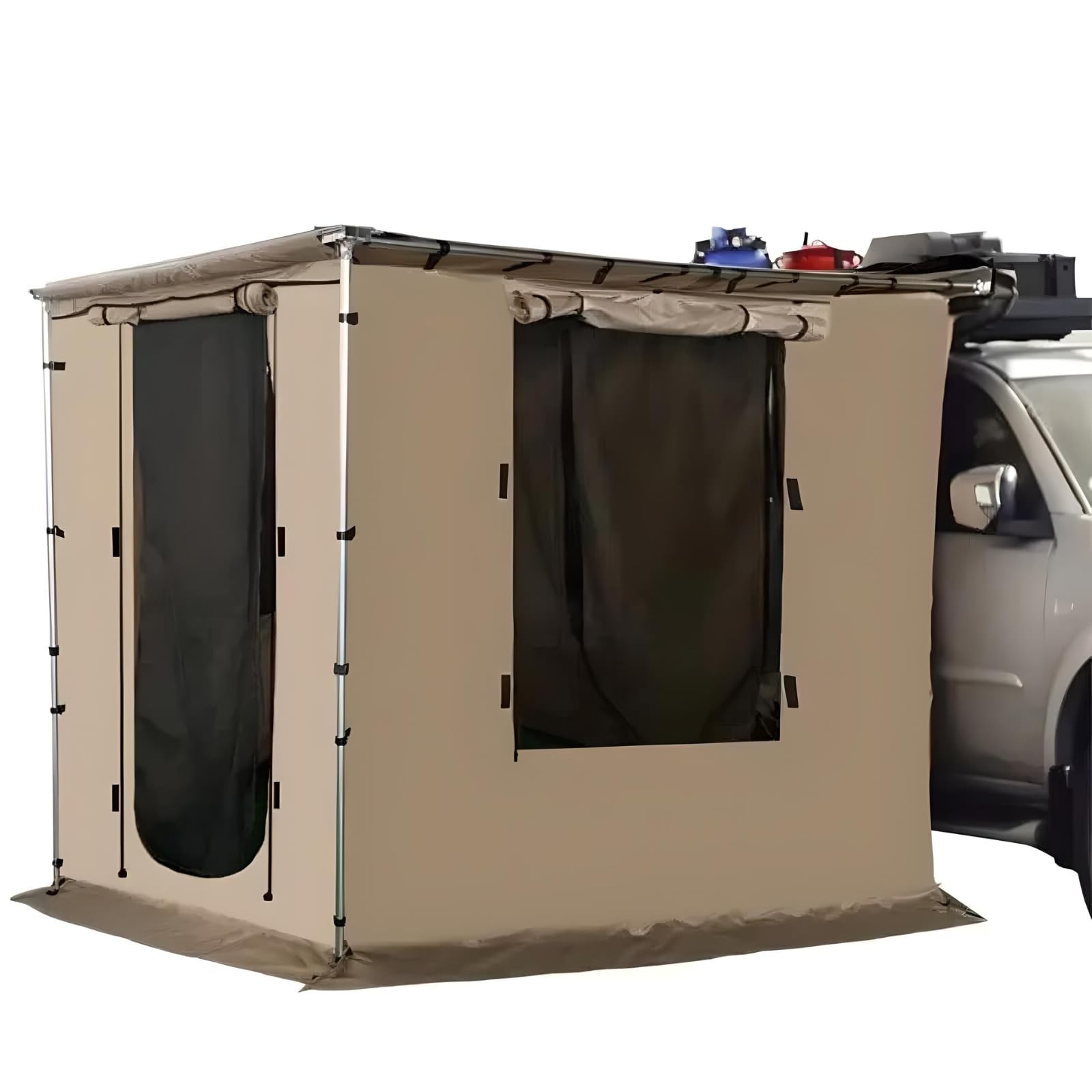 Khaki Automarkise/Zelt mit optionalen Vorzelt B:200xLx250xH200cm oder B:250xLx300xH200cm