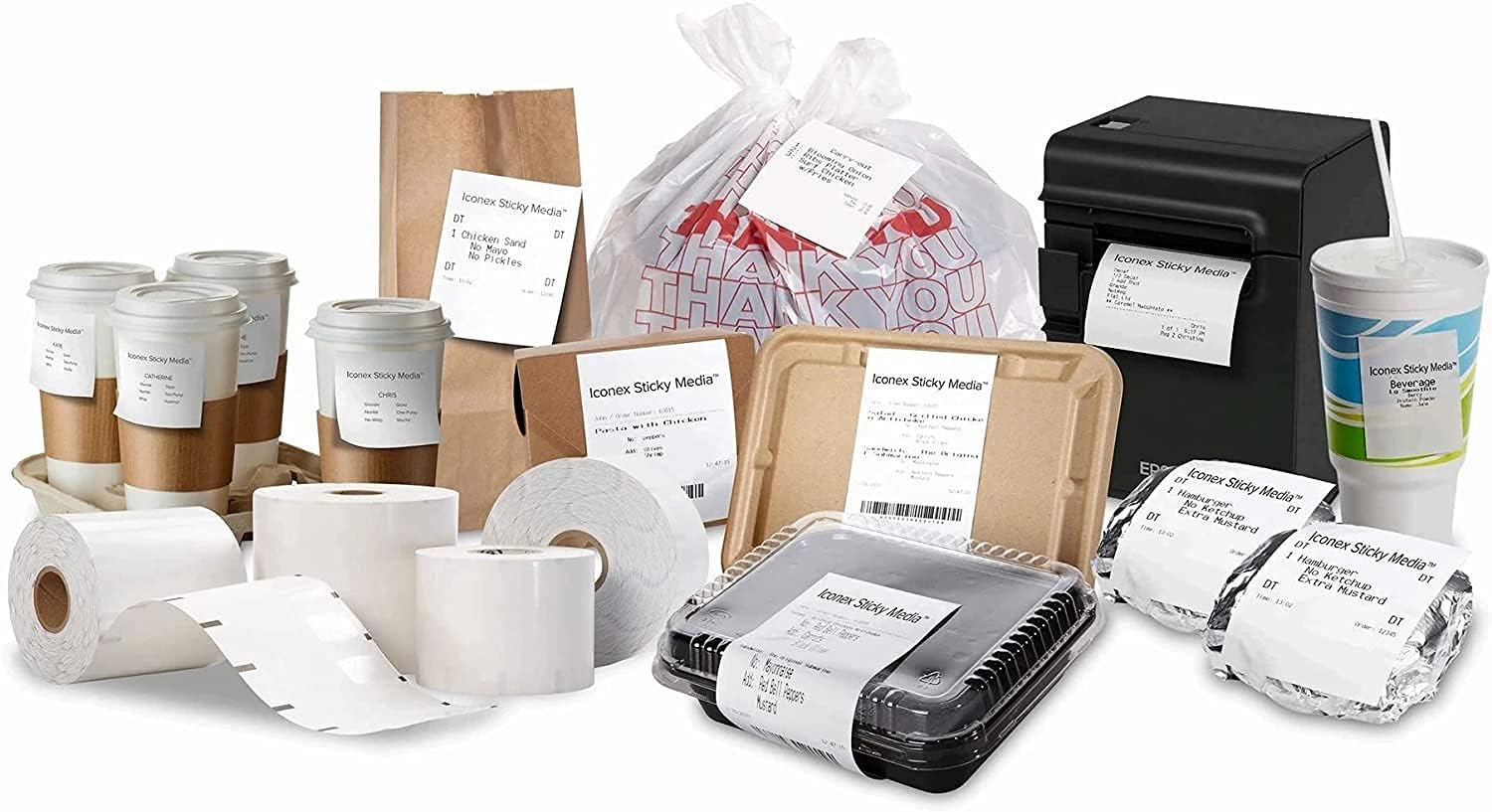 40 mm (1 1/2") x 270' Iconex Sticky Media™ Full Tack Linerless Label (12 Rolls)