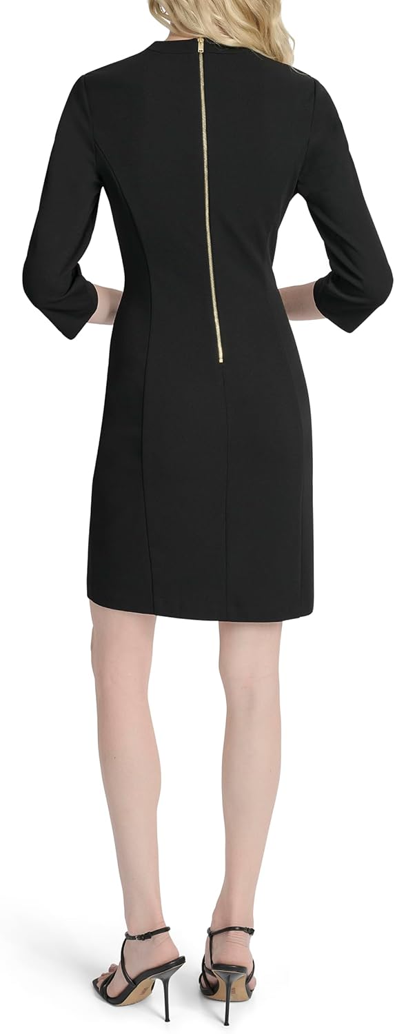 DKNY Women's 3/4 Sleeve Square Neck Scuba Crepe Sheath Mini Dress - Image 3