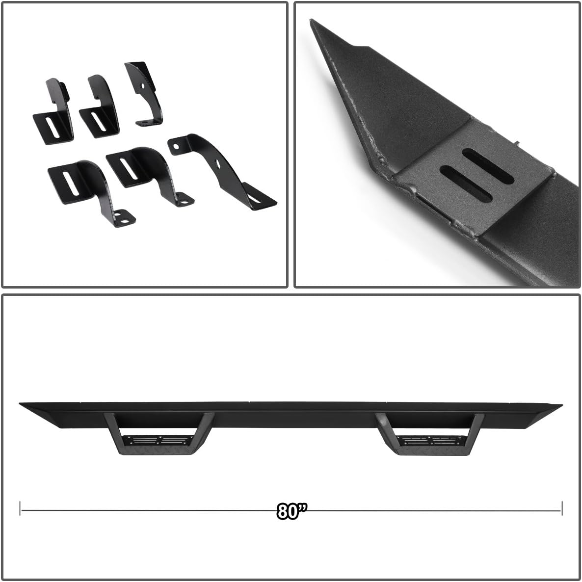 DNA MOTORING STEPB-G222-015 Side Step Nerf Bar Running Board, 1 Pack,Black
