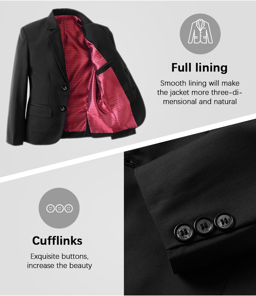 Boys' Blazer Suit Jacket Formal Sport Coats Solid Color Tuxedo Blazers for Boy Dinner Party Or Prom