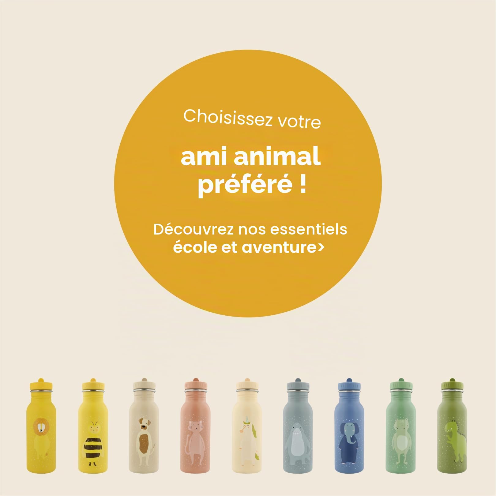 Trixie - Gourde pour Enfants en Acier Inoxydable 500ml - Mrs. Bumblebee (Bourdon)