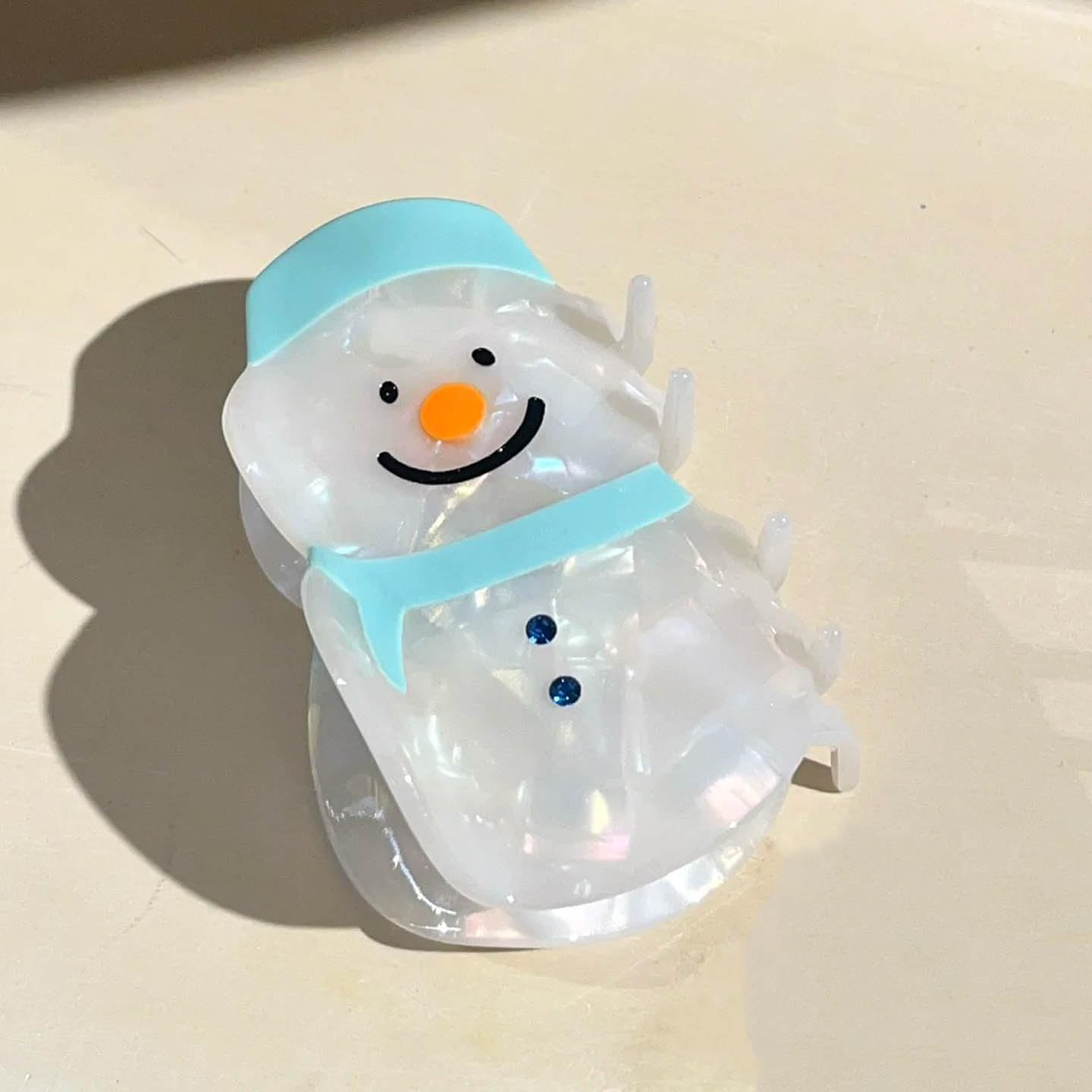 1 Pack Christmas Hair Clips for Women and Girls - Blue Snowman Exquisite Claw Clip for Thick or Thin Hair - Laser Design Clamp, Winter Barrette, Accessories, Styling Tool image 3