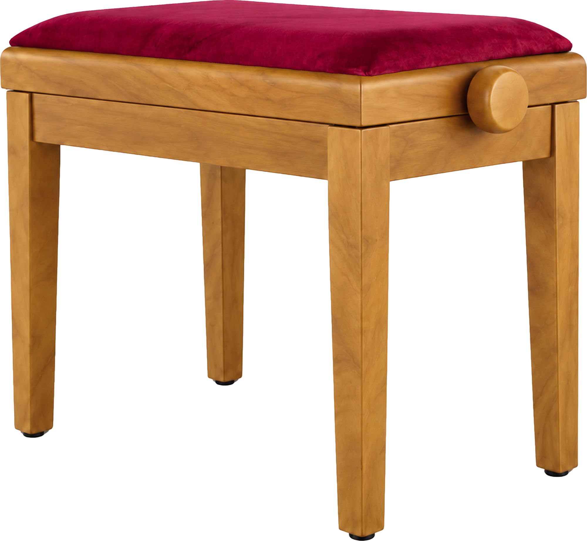 Classic Cantabile Banc de Piano Mod. A — Velours Rouge, chêne Mat Massif