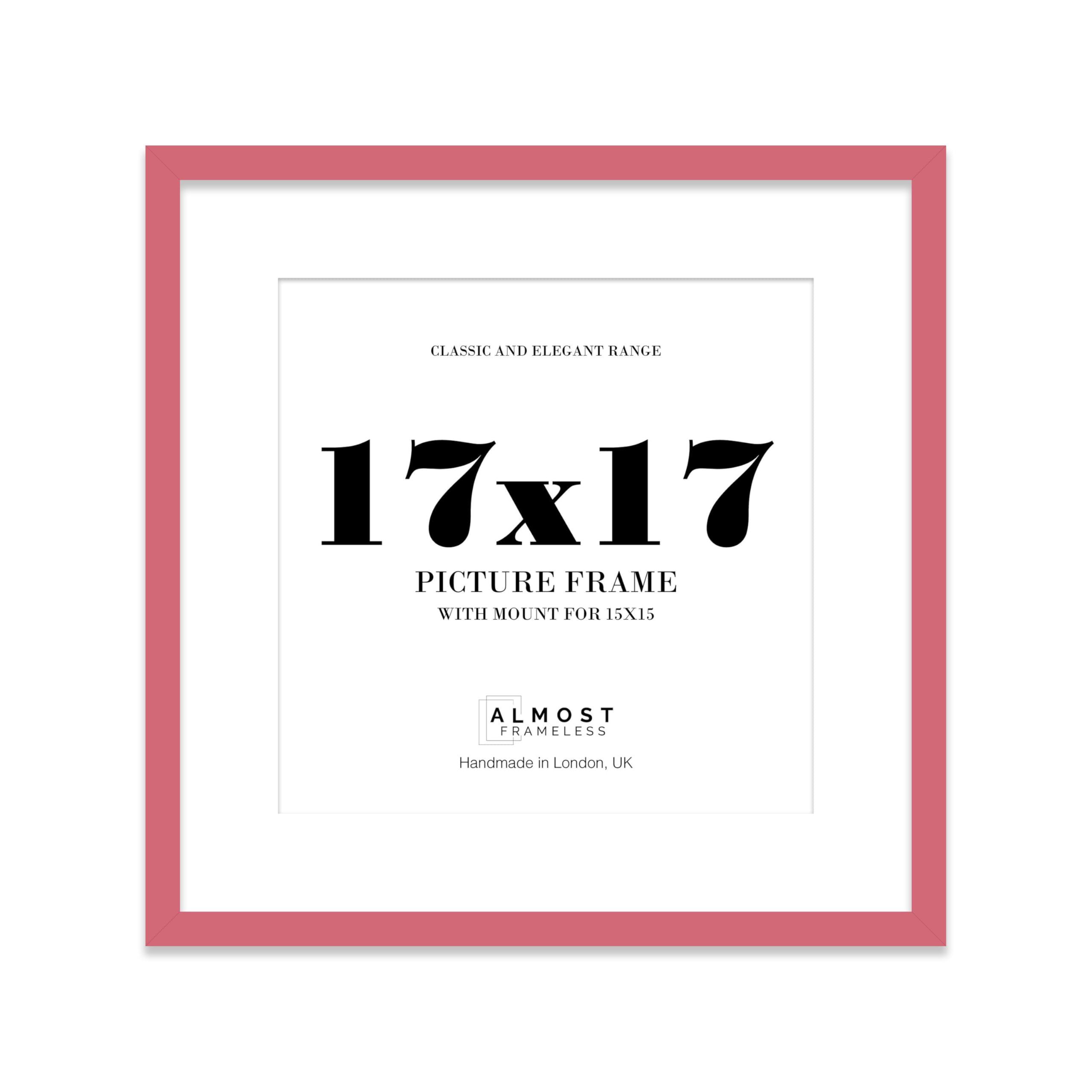 17x17 Pink Picture Frame with Mount for 15x15 Photos, Prints - Modern Square Wall Frame, 1 Pack