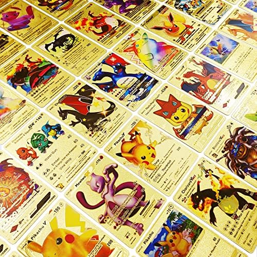 TCG Deck Field Together with 55 PCS Gold Foil Card Assorted Playing cards-Charizard V-Collection Playing cards, Vmax Rares, GX Rares, EX Rares, Tag Cosplay Playing cards and Widespread Card Greatest Reward for Children, Collectors, Recreation Followers