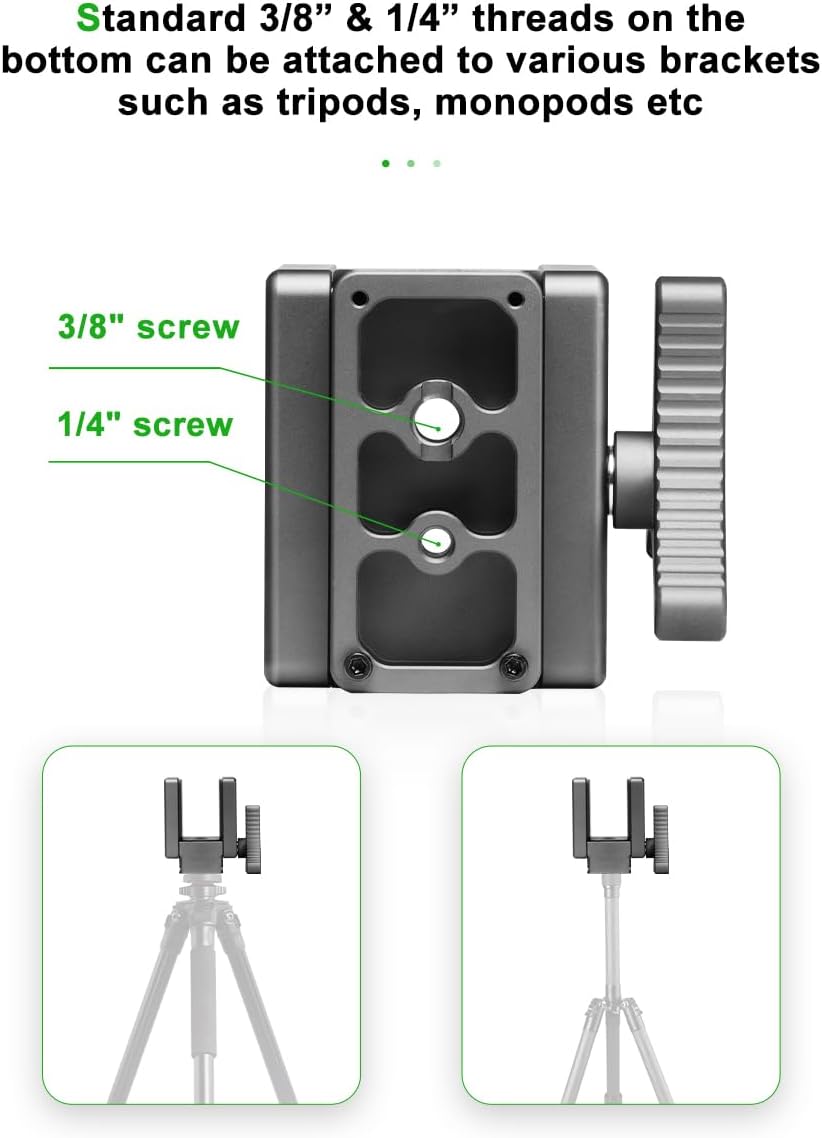 FANAUE GS-02 Rifle Saddle Mount Compatible with Mlok Arca Swiss Quick Release Plates Hunting Rail Clamp Gun Shooting Tripod Ball Head Adapters for Outdoors Target Practice with 1/4" 3/8" Screw Holes