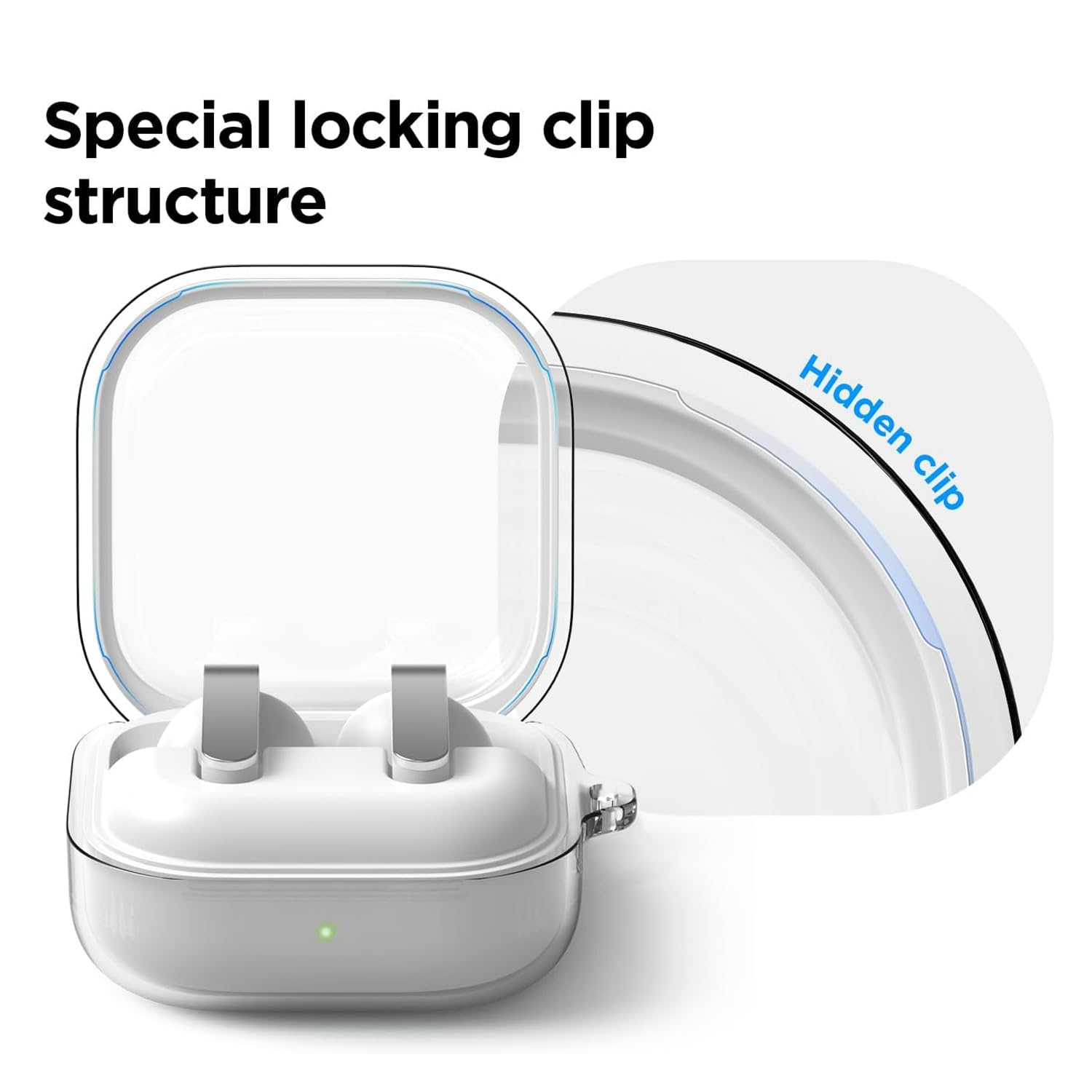 CaseOnn Samsung Galaxy Buds 4 Kılıf Askı Aparatlı Transparan Silikon Şeffaf